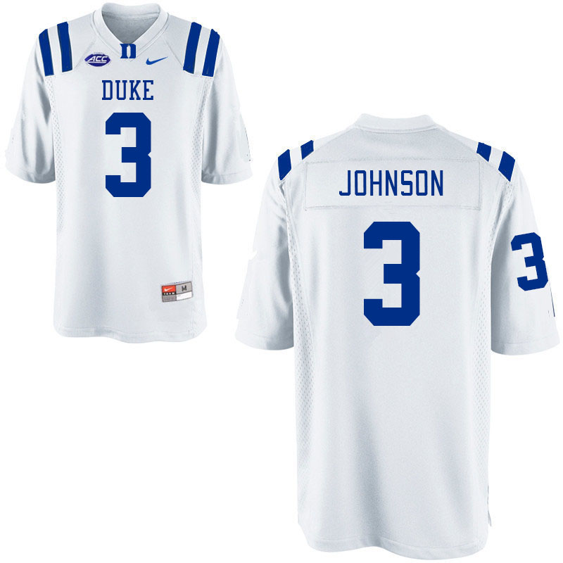 Duke Blue Devils #3 Brandon Johnson College Football Jerseys Stitched-White